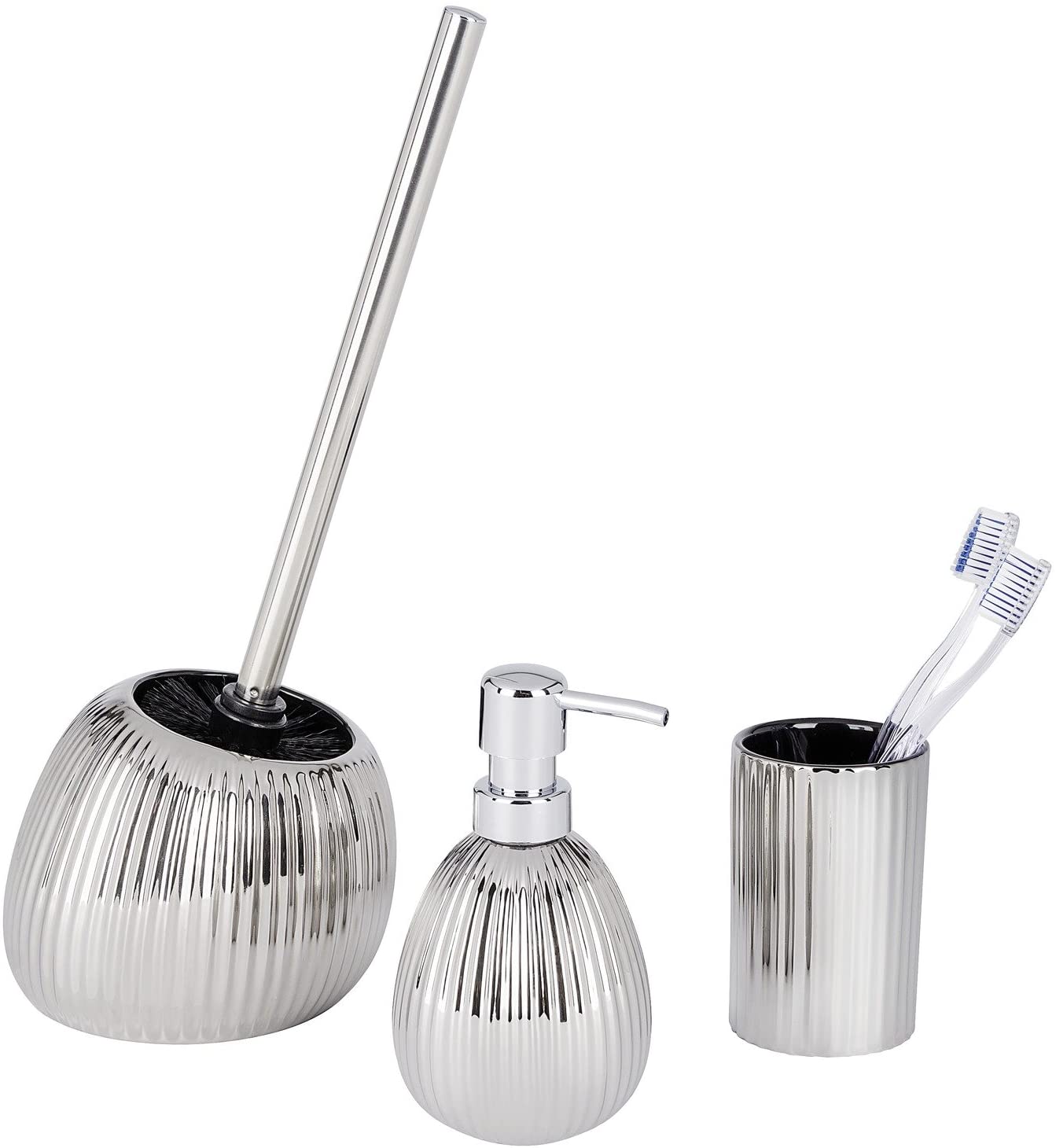 Toilet Brush Polaris Range Silver Riff - Ceramic