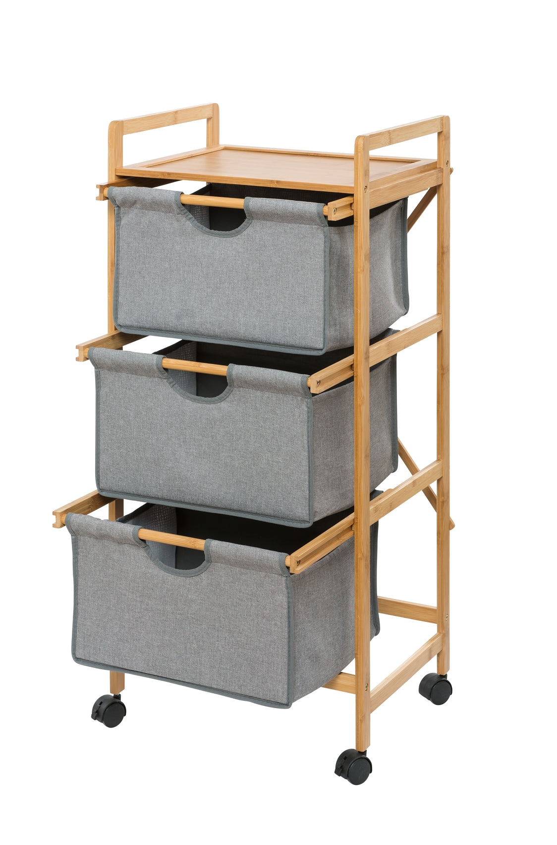 Laundry Trolley - 3 Drawer - Bahari - Bamboo Grey