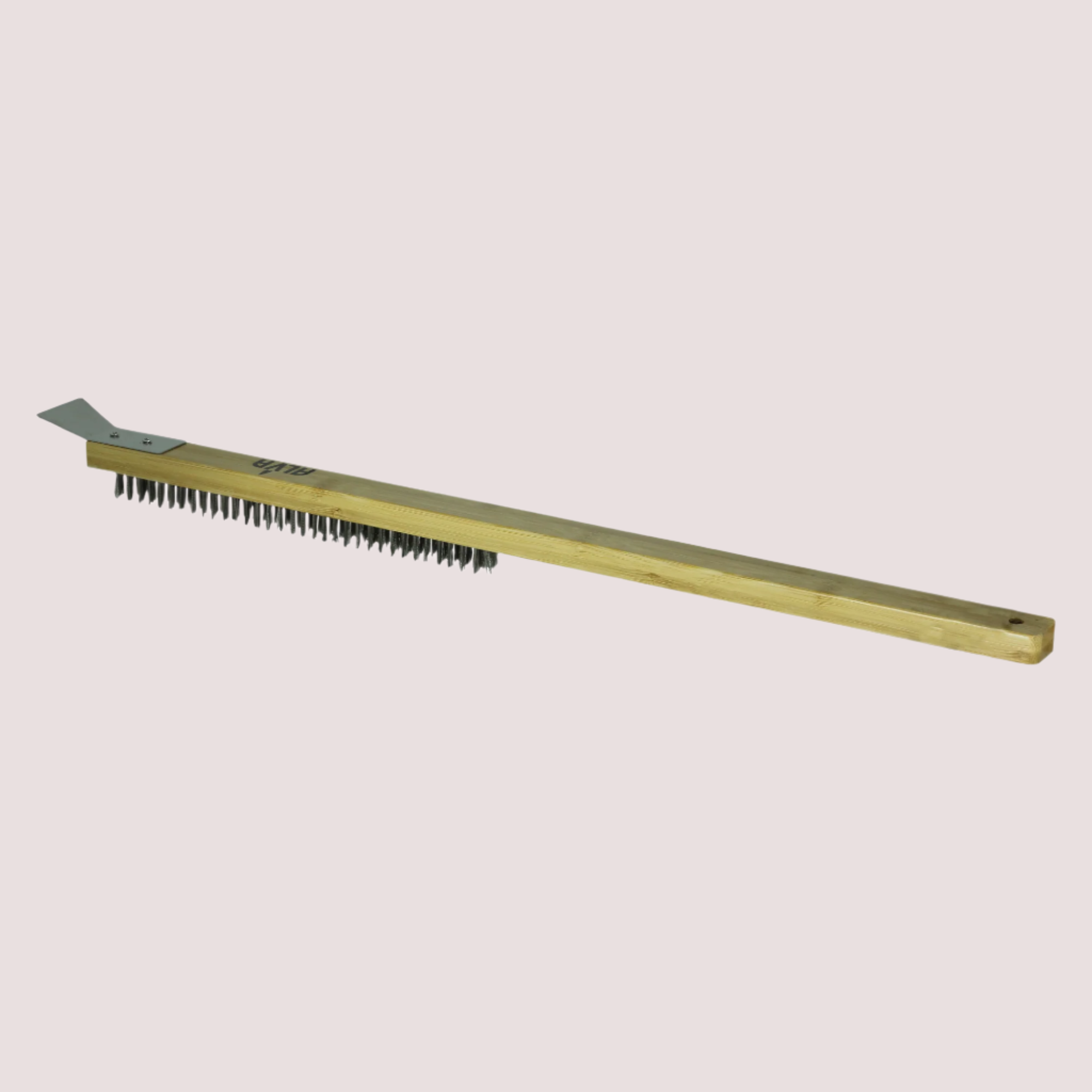 Pizza Oven Metal Bristle Brush with Scraper - 57cm