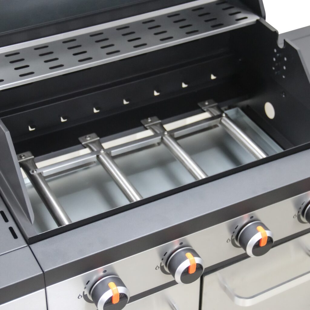 Sierra 4-Burner BBQ With Side Burner – Stainless Steel / Black + FREE TOOL SET