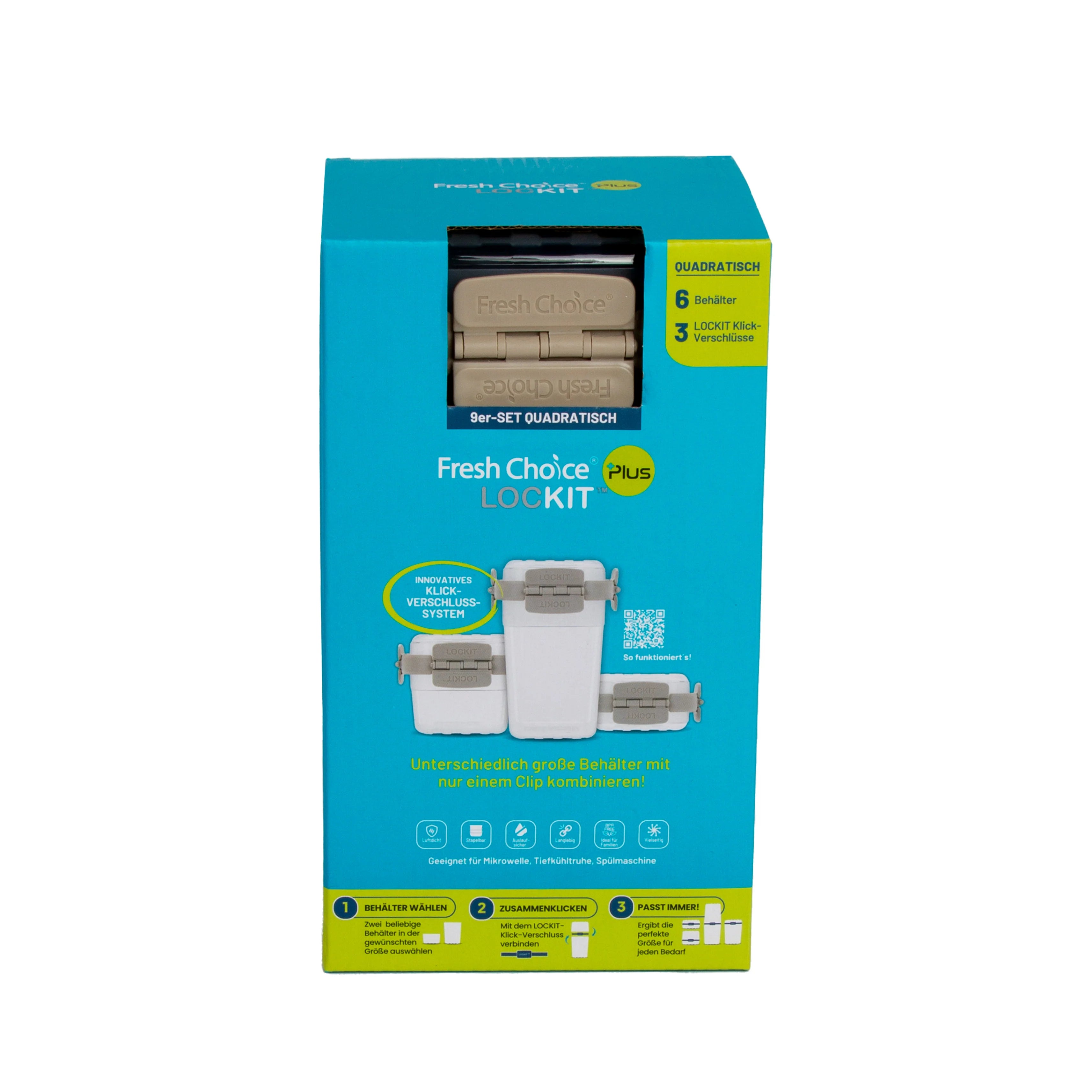 Fresh Choice | Lockit Square Large 9-Piece Set | Modular Food Storage