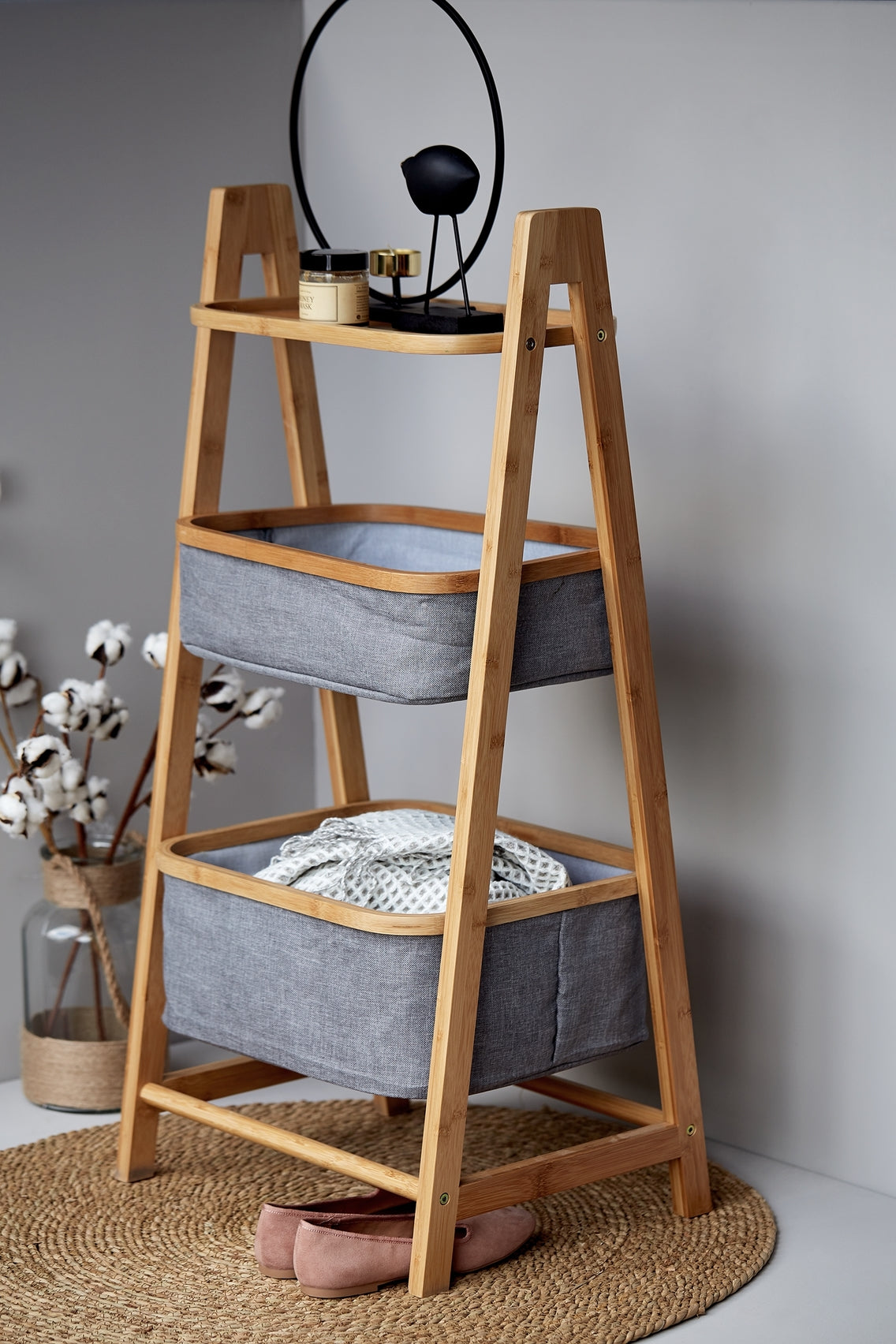 Shelf Unit With 2 Baskets - Bahari - Bamboo