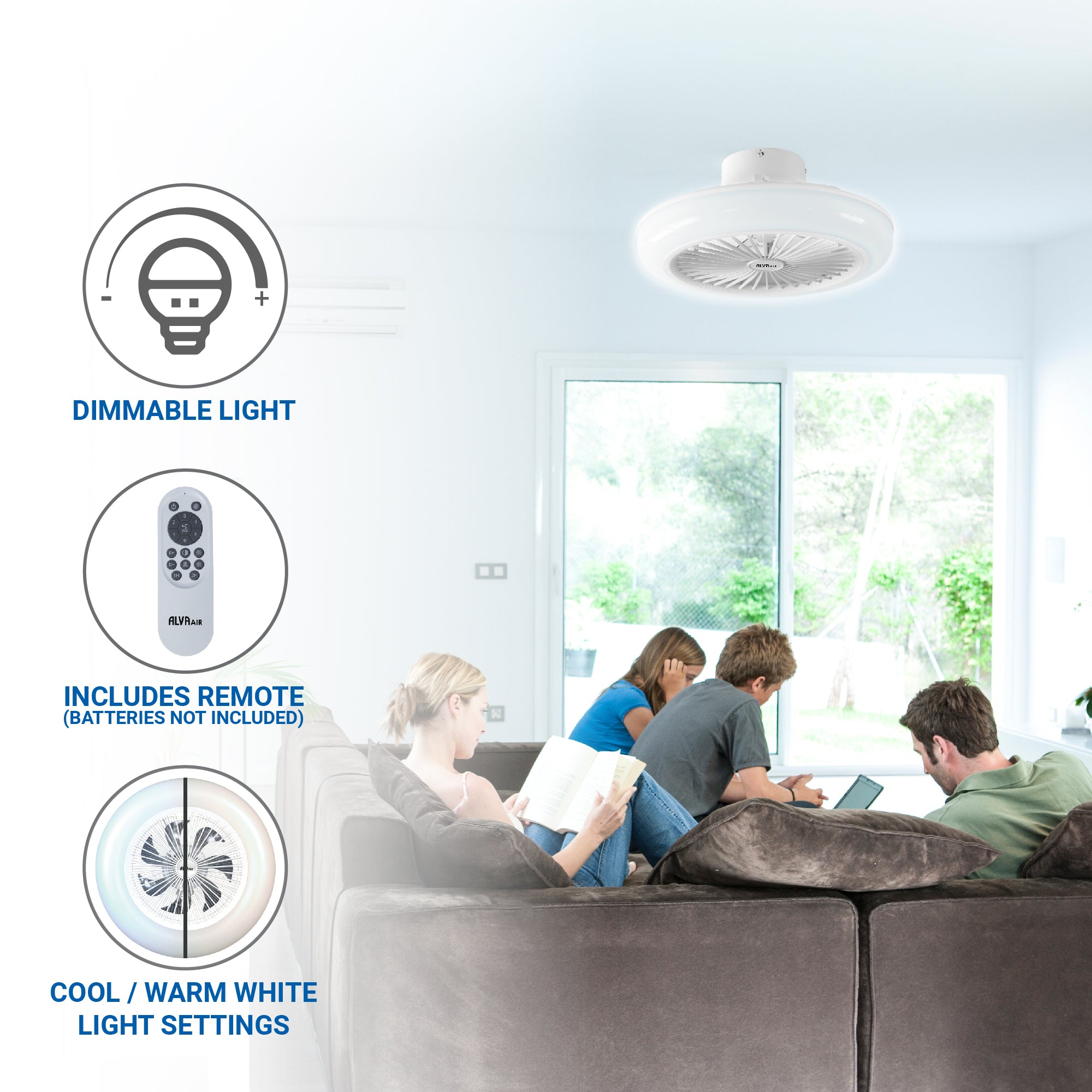 50cm Led Light / Ceiling Fan W Remote (White)