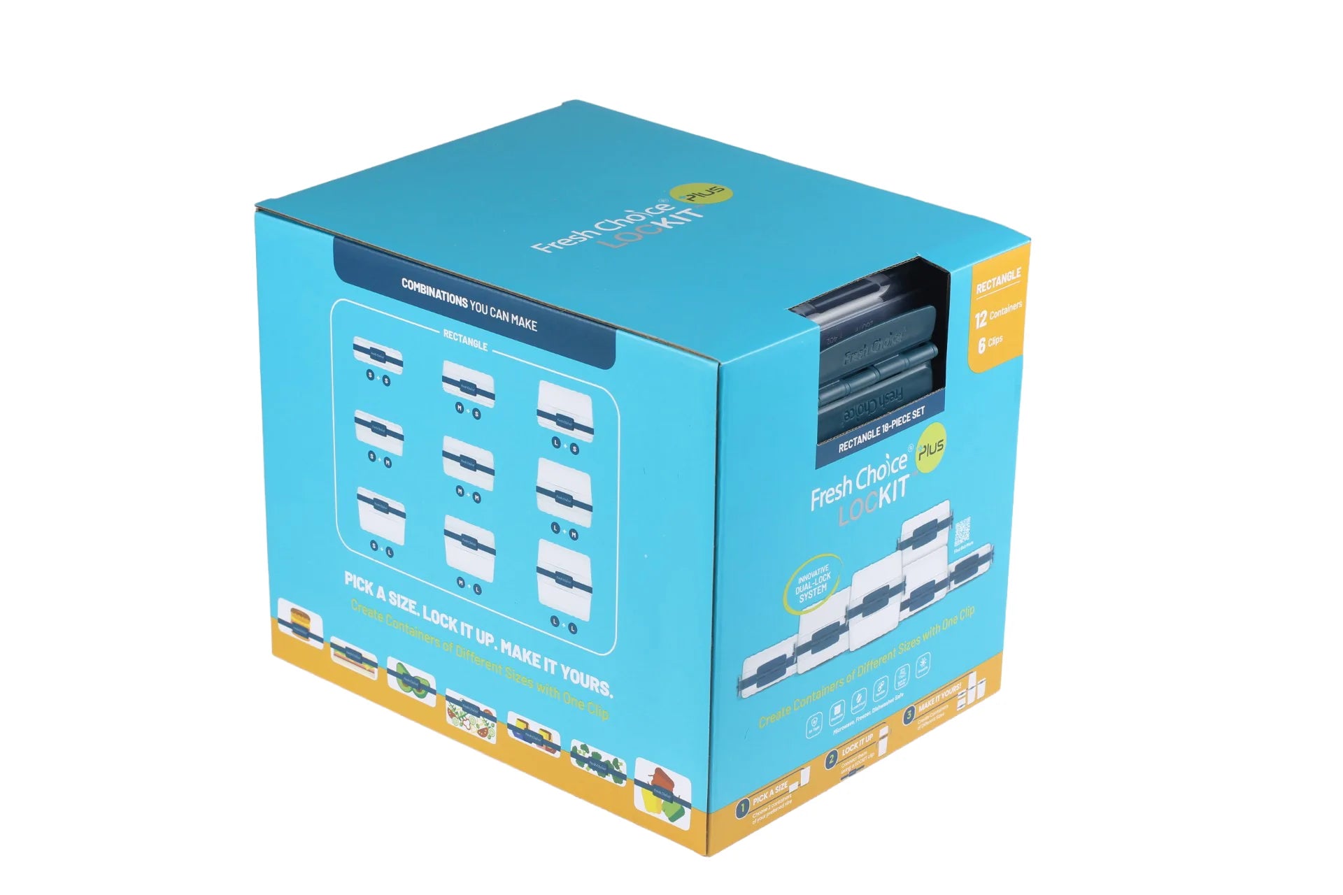 Fresh Choice | Lockit Rectangle Various 18-Piece Set | Modular Food Storage