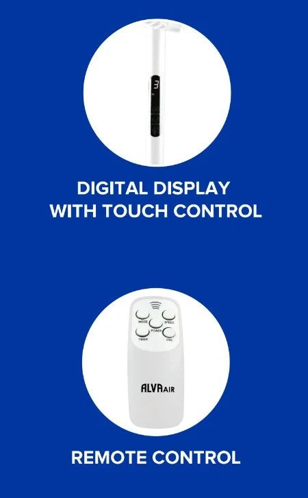 40cm Plastic Pedestal Fan | Remote & Touch Control Telescopic (White)