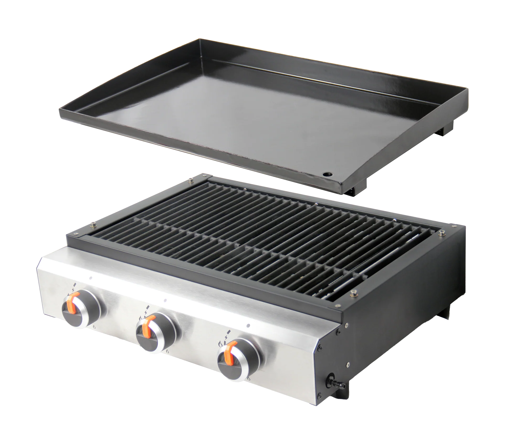 Alva Everest Tabletop 3-Burner Gas BBQ with Grill, Plancha Plate & Cover