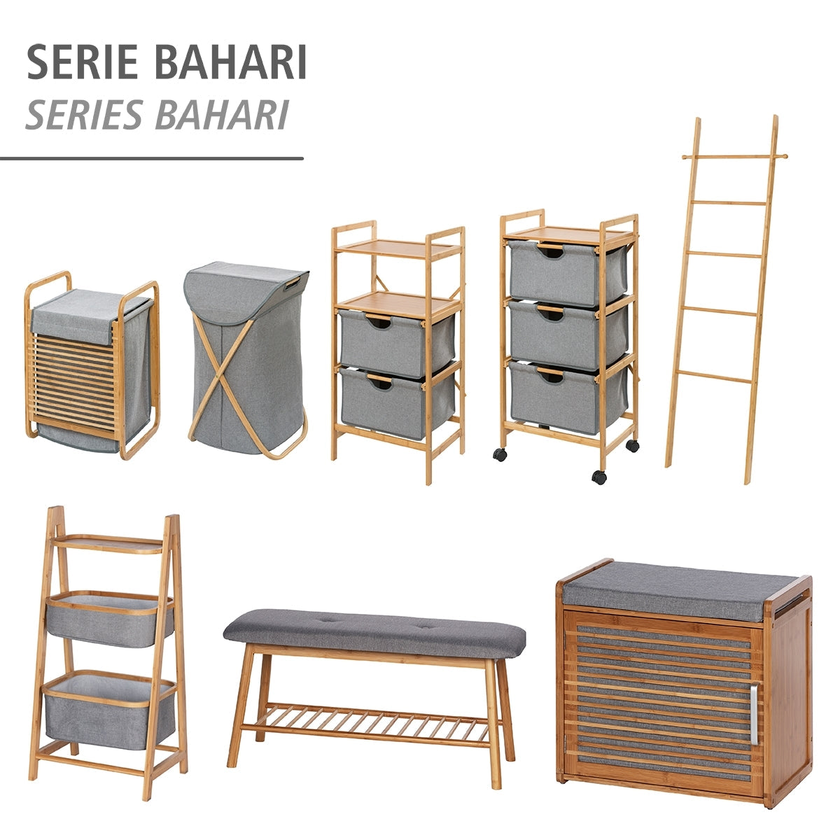 BAHARI SHELF UNIT WITH 2 BASKETS - BAMBOO