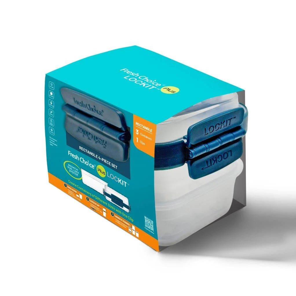 Fresh Choice | Lockit Rectangle Midi 4-Piece Set | Modular Food Storage