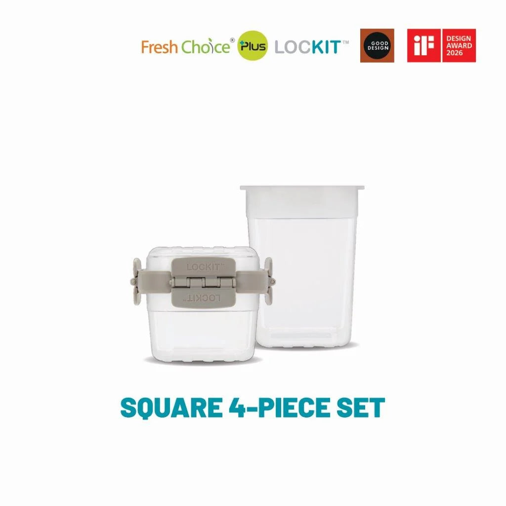 Fresh Choice | Lockit Square Midi 4-Piece Set | Modular Food Storage