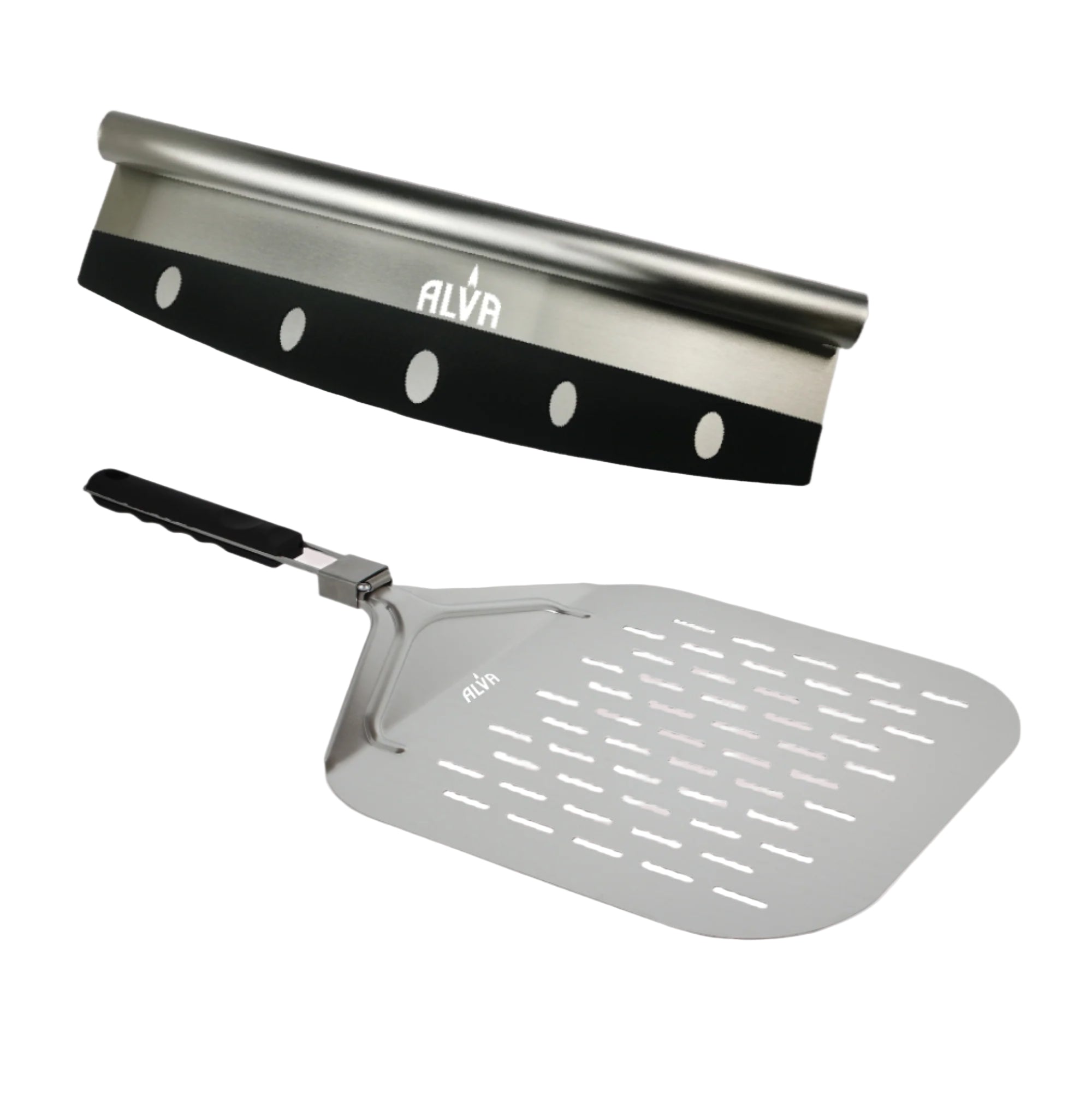 2Pc Pizza Set - Metal Pizza Peel & Cutter Set