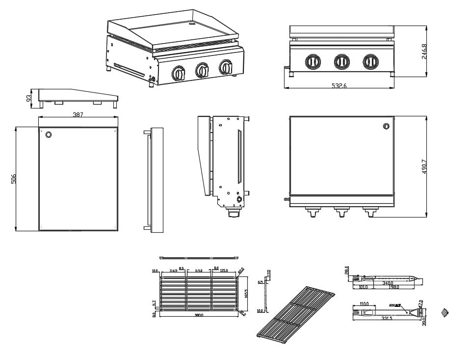 ATACAMA TABLETOP 3-BURNER GAS PLANCHA & GRILL BBQ